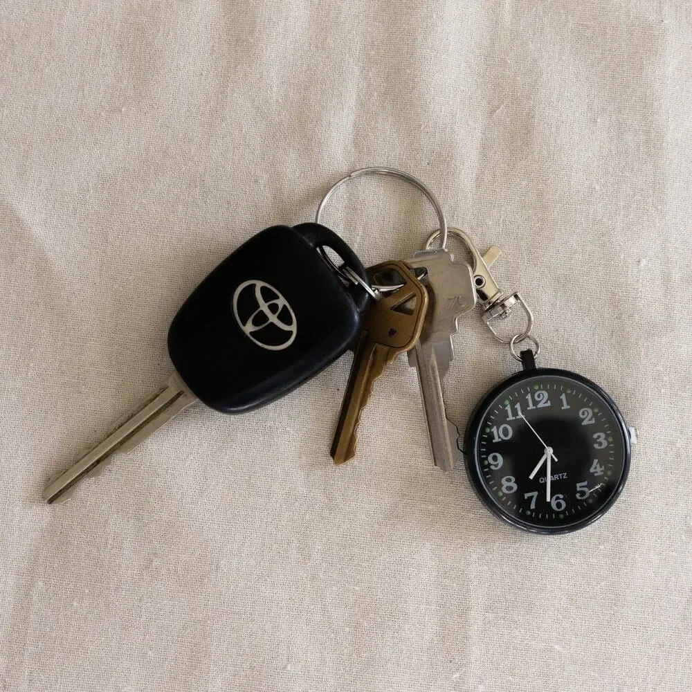 Y2K Black Digital Pocket Watch Keychain Unisex Modern Accessory New